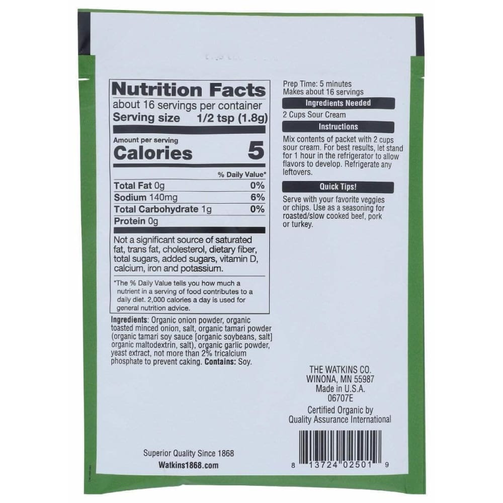 WATKINS Watkins Onion Dip Mix, 1 Oz