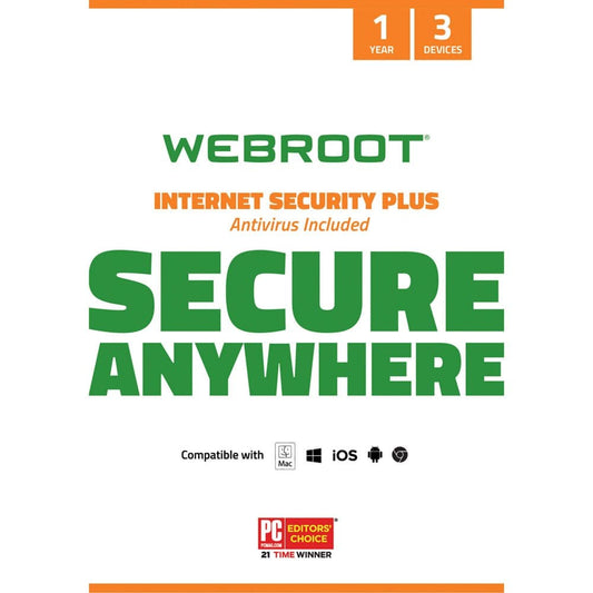 Webroot Internet Security Plus + Antivirus Software 3 Devices 1 Year PC/Mac - Computer Software - Webroot
