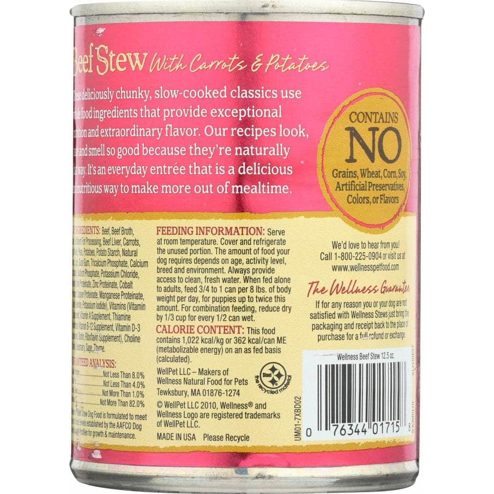 Wellness Wellness Beef Stew with Carrots & Potatoes Canned Dog Food, 12.5 oz