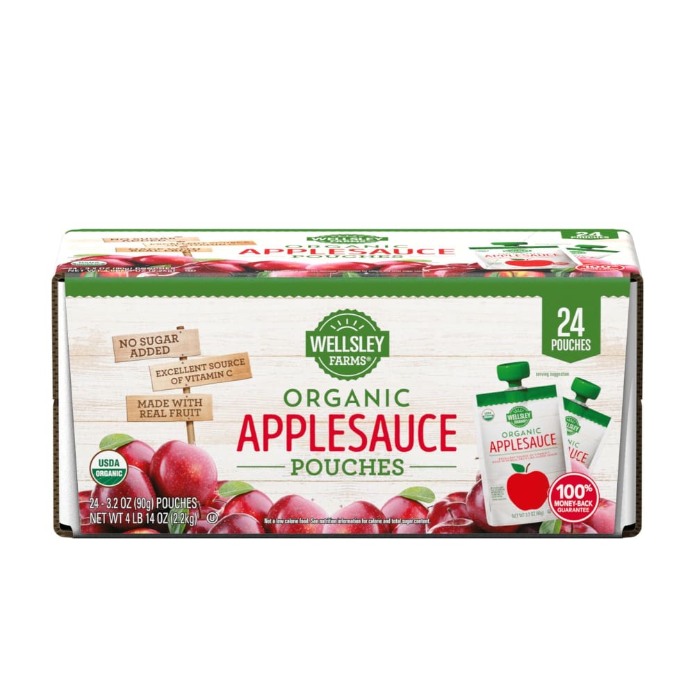 Wellsley Farms Organic Applesauce Pouches 24 pk./3.2 oz. - Home/Grocery Household & Pet/Canned & Packaged Food/Canned & Jarred Food/Fruit &