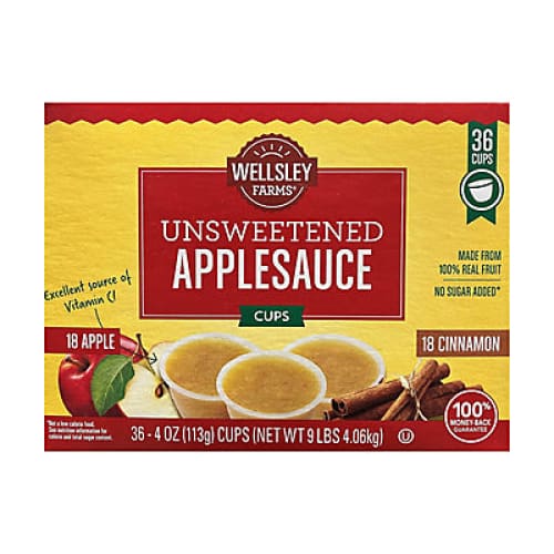 Wellsley Farms Unsweetened Variety Applesauce Cups 36 ct./4 oz. - Home/Grocery/Pantry/Canned Fruit & Pouches/ - Wellsley Farms