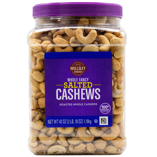 Wellsley Farms Whole Fancy Salted Roasted Whole Cashews 42 oz. - Wellsley Farms