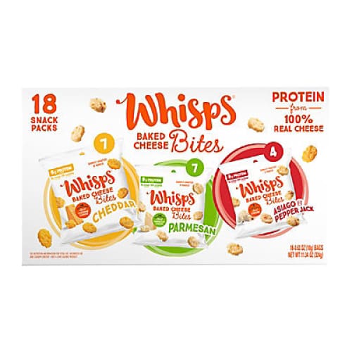 Whisps Baked Cheese Bites Single-Serve Variety Snack Packs 18 pk. - Home/Grocery/Snacks/Crackers/ - Whisps