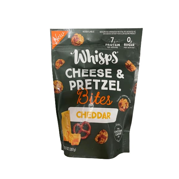 Whisps Cheese & Pretzel Bites, Cheddar, 10.5 oz. ShelHealth