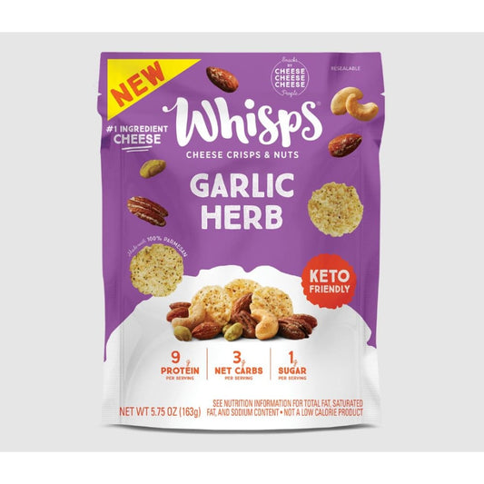 WHISPS: Garlic Herb Cheese Crisps and Nuts 5.75 oz (Pack of 3) - Grocery > Snacks > Nuts - WHISPS