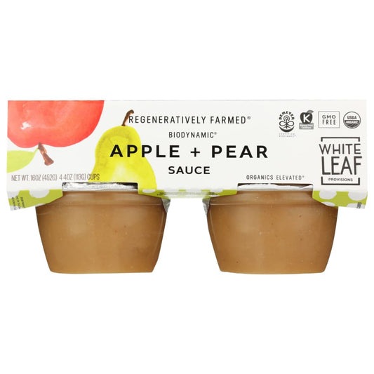 WHITE LEAF PROVISIONS: Applesauce Pear 4Pk 16 oz (Pack of 5) - Chocolate Desserts and Sweets - White Leaf Provisions