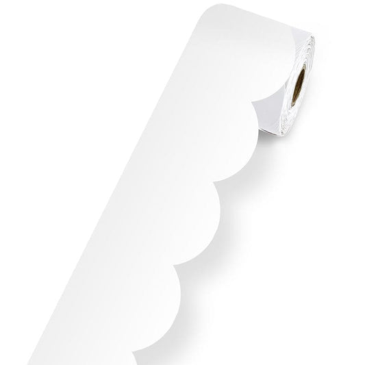 White Rolled Scalloped Borders (Pack of 6) - Border/Trimmer - Carson Dellosa Education