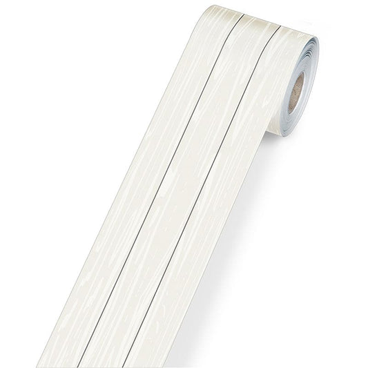 White Wood Grain Rolled Borders Straight (Pack of 6) - Border/Trimmer - Carson Dellosa Education