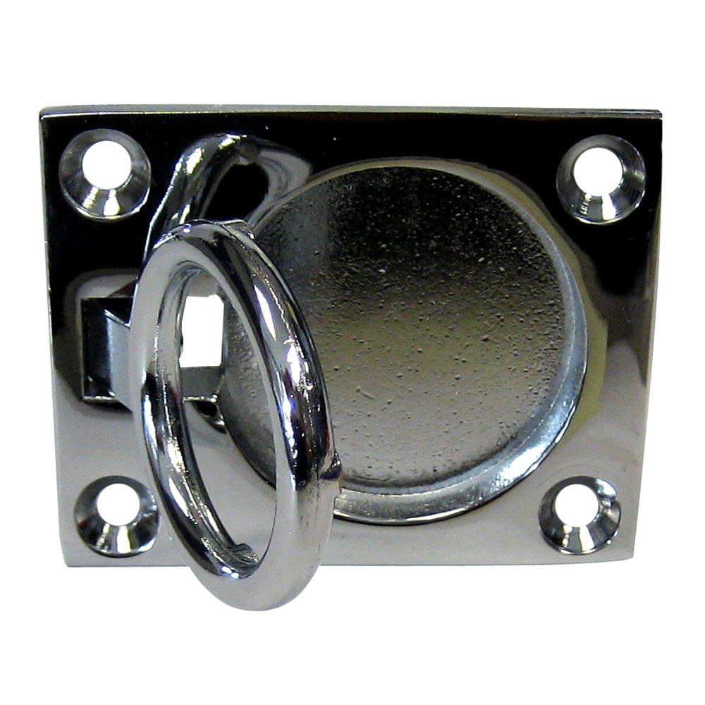 Whitecap Flush Pull Ring - CP/ Brass - 2 x 2-1/ 2 (Pack of 2) - Marine Hardware | Latches - Whitecap