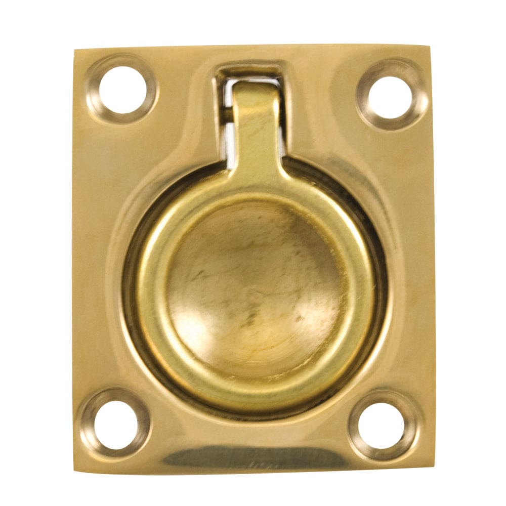 Whitecap Flush Pull Ring - Polished Brass - 1-1/ 2 x 1-3/ 4 (Pack of 2) - Marine Hardware | Latches - Whitecap