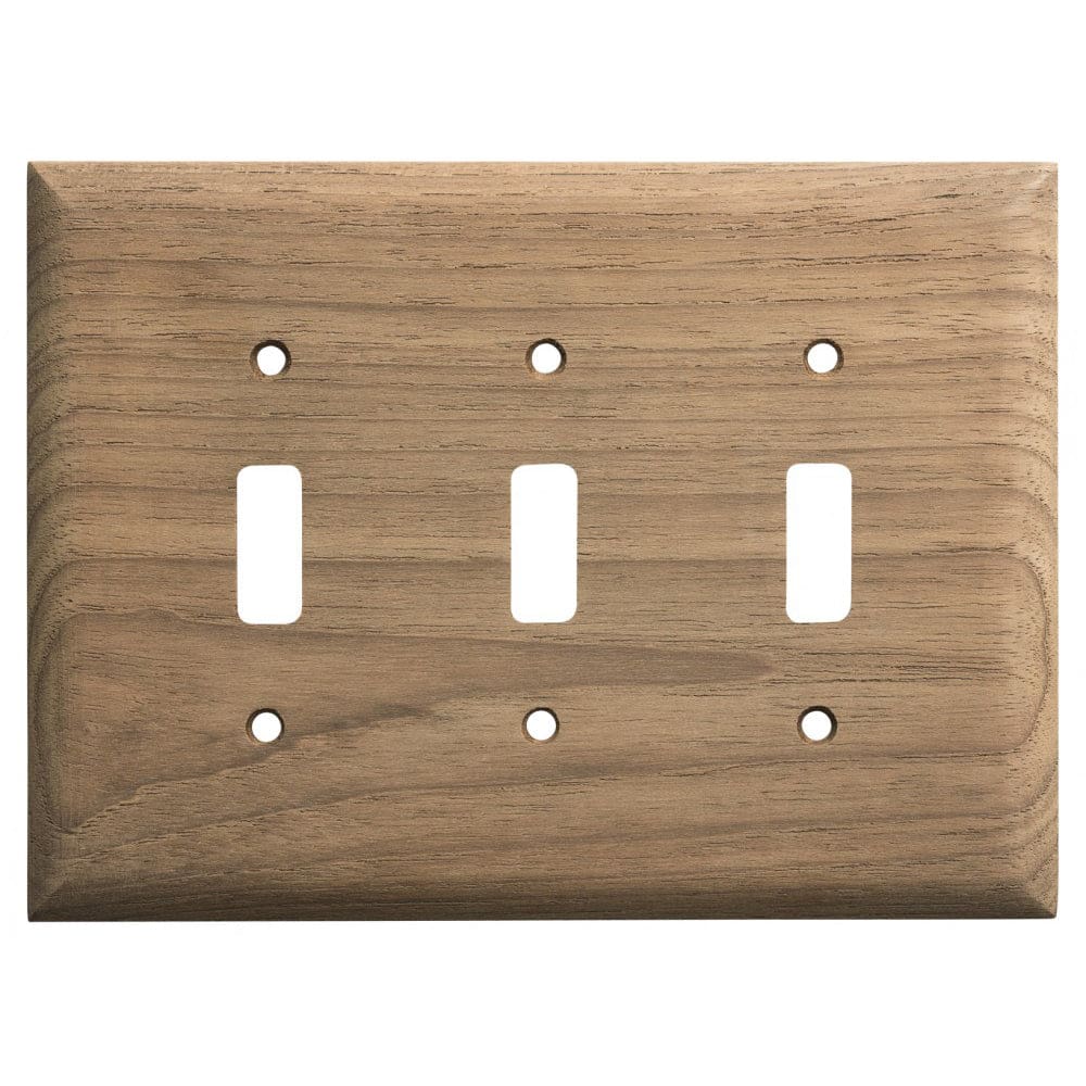 Whitecap Teak 3-Toggle Switch/ Receptacle Cover Plate - Marine Hardware | Teak,Boat Outfitting | Deck / Galley - Whitecap