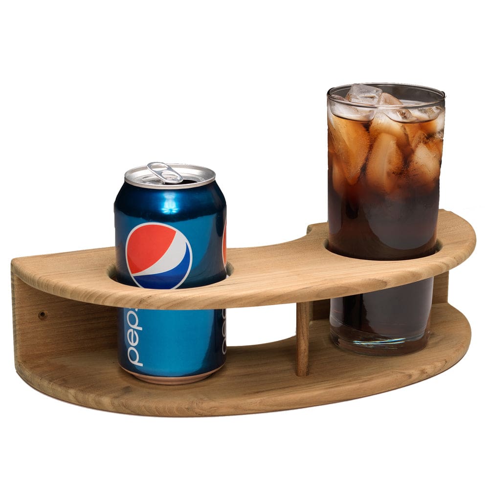 Whitecap Teak Curved Two-Drink Rack - Marine Hardware | Teak,Boat Outfitting | Deck / Galley - Whitecap