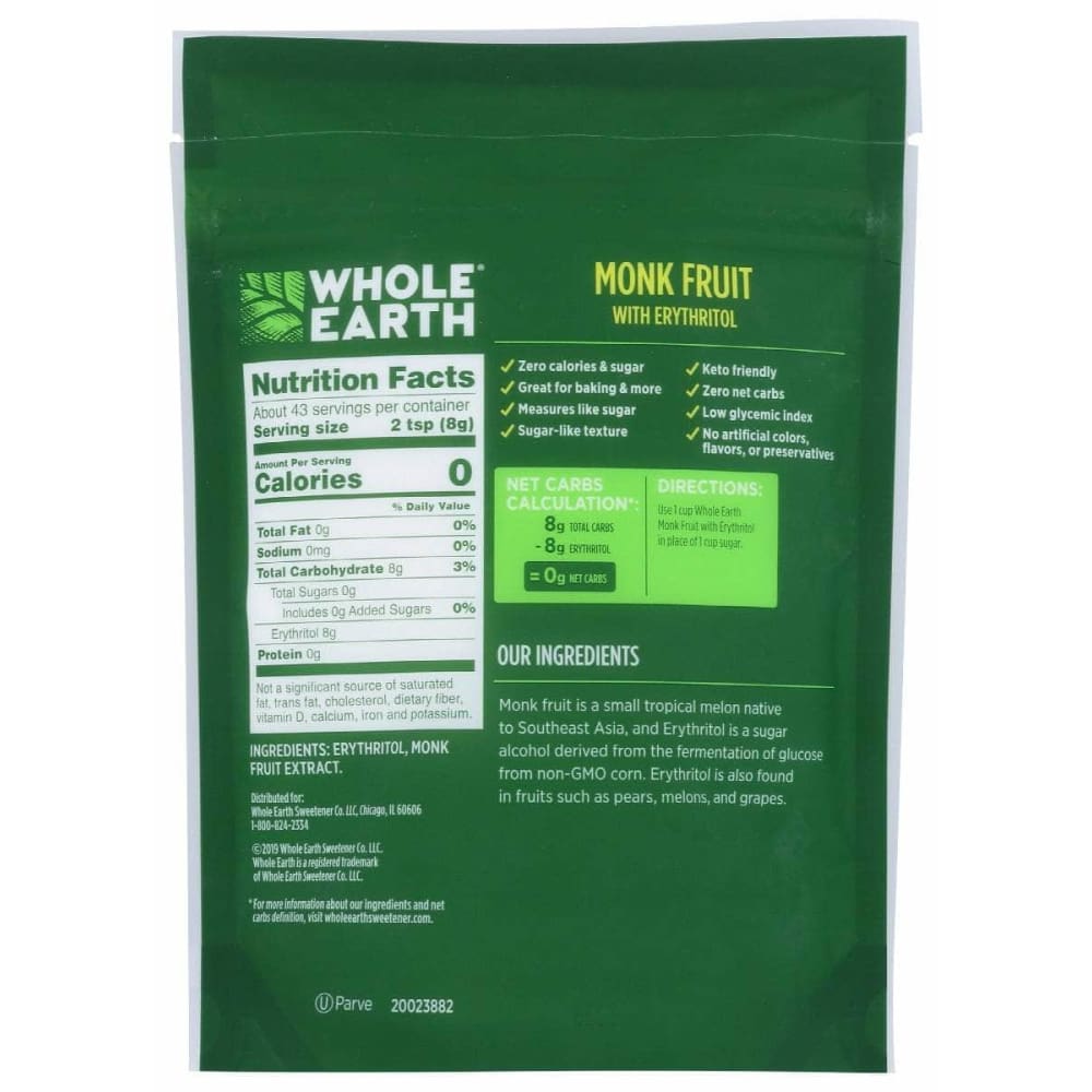 WHOLE EARTH Grocery > Cooking & Baking > Sugars & Sweeteners WHOLE EARTH Monk Fruit, 12 oz