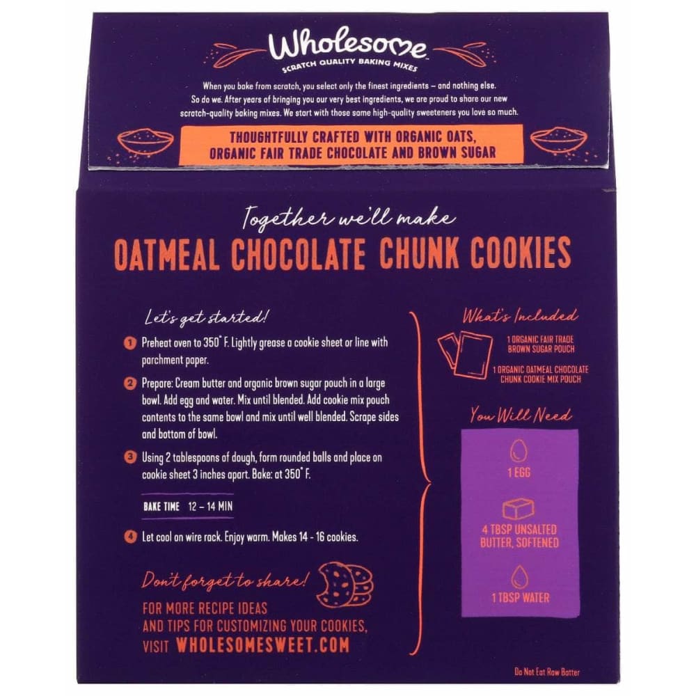 WHOLESOME Grocery > Cooking & Baking > Baking Ingredients WHOLESOME: Mix Cookie Oat Choc Chunk, 14 oz