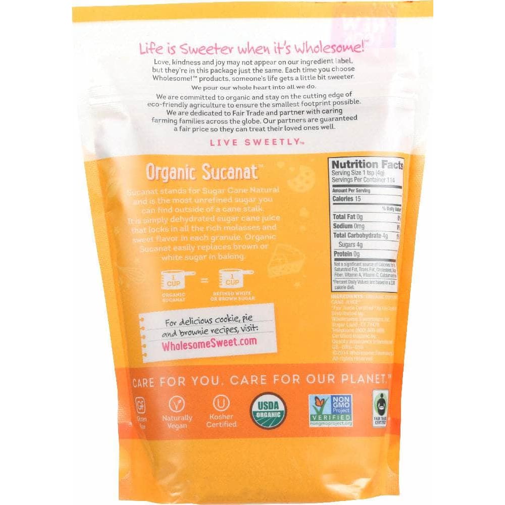 Wholesome Wholesome Sucanat Organic Whole Cane Sugar, 16 oz