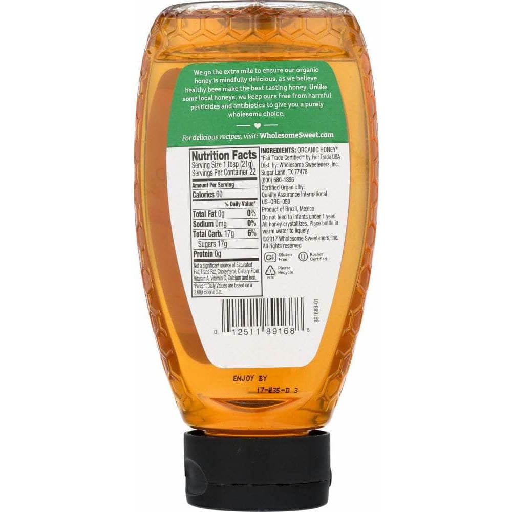Wholesome Wholesome Sweeteners Organic Raw Unfiltered White Honey Squeeze, 16 oz