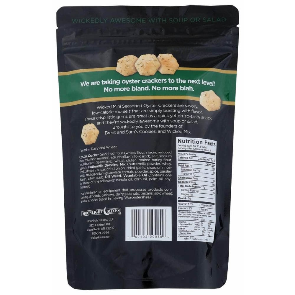 WICKED MIX Garden Dill Seasoned Oyster Crackers, 6 oz (Case of 4) ShelHealth