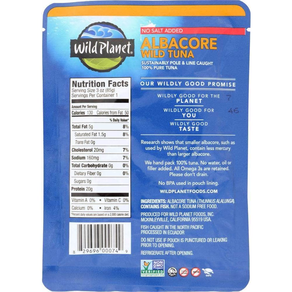 Wild Planet Wild Planet Wild Albacore Tuna No Salt Added, 3 oz