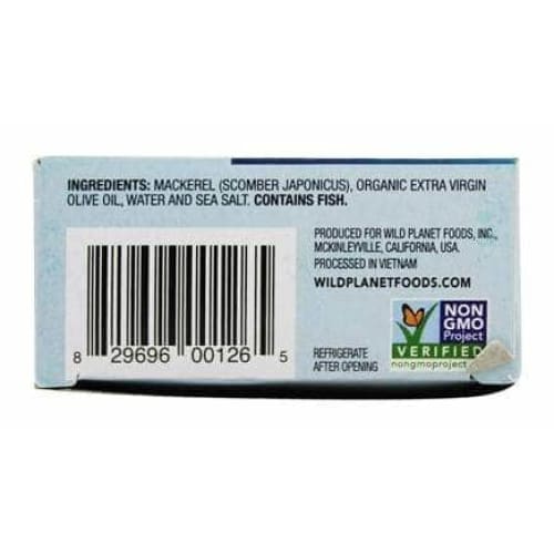 Wild Planet Wild Planet Mackerel Wild Fillet in Extra Virgin Olive Oil, 4.4 oz