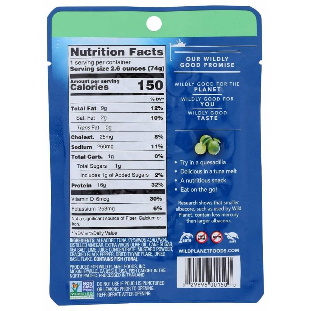 WILD PLANET Wild Planet Pouch Albacore Bsl Lime, 2.6 Oz