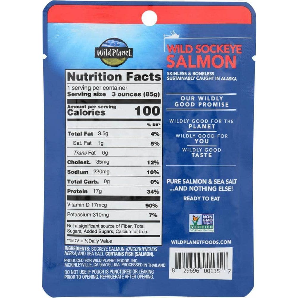 Wild Planet Wild Planet Wild Sockeye Salmon Single Serve Pouch, 3 oz