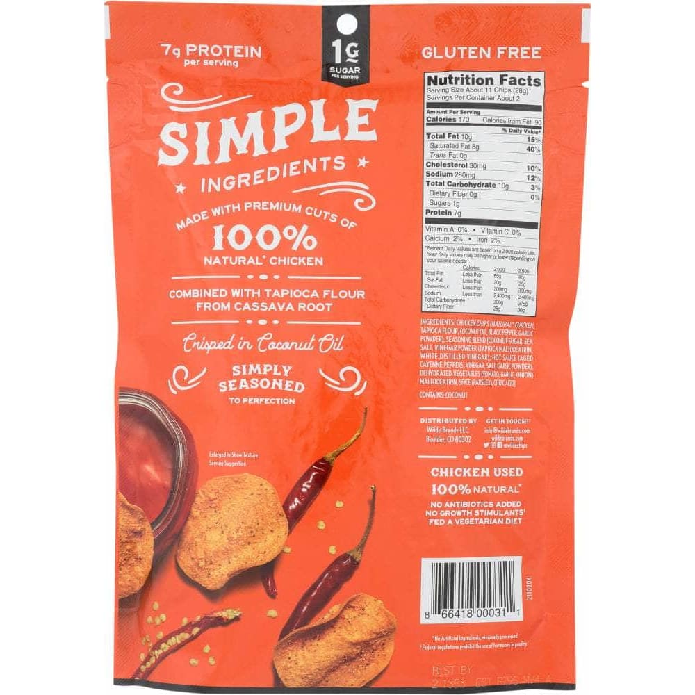 Wilde Wilde Snacks Chicken Buffalo Chips, 2.25 oz