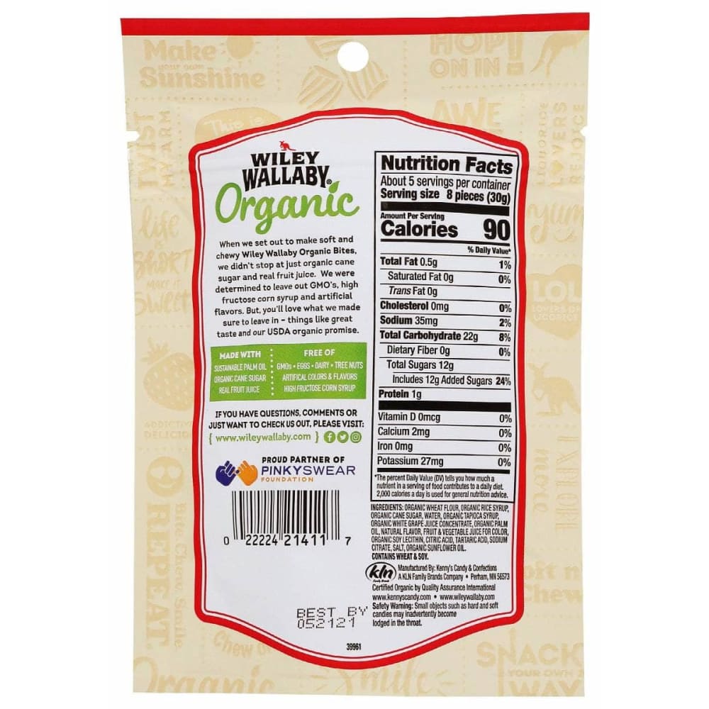 WILEY WALLABY Grocery > Chocolate, Desserts and Sweets > Candy WILEY WALLABY: Organic Strawberry Bites Candy, 5.5 oz