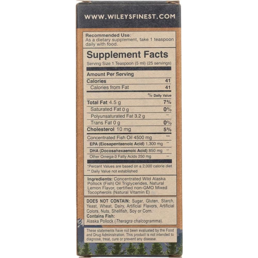 WILEYS FINEST Health > Vitamins & Supplements WILEYS FINEST: Peak Omega 3 Liquid Wild Alaskan Fish Oil, 4.23 oz