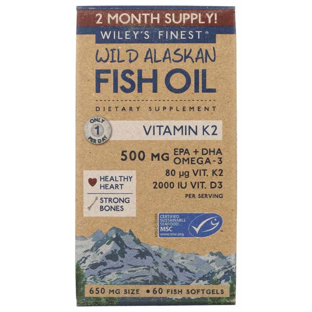WILEYS FINEST Vitamins & Supplements > Vitamins & Minerals WILEYS FINEST: Vitamin K2 Wild Alaskan Fish Oil, 60 sg