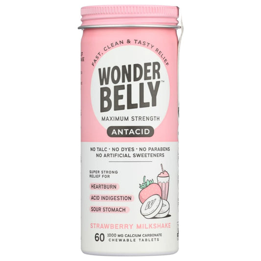 WONDERBELLY: Strawberry Milkshake Antacid Chews 60 tb (Pack of 3) - Vitamins & Supplements > Digestive Supplements - WONDERBELLY