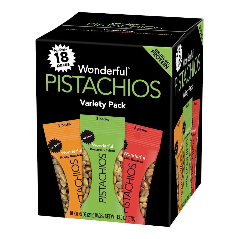 Wonderful Pistachios No Shells Variety Pack 0.75 oz - 18 pk - Pistachios - Wonderful