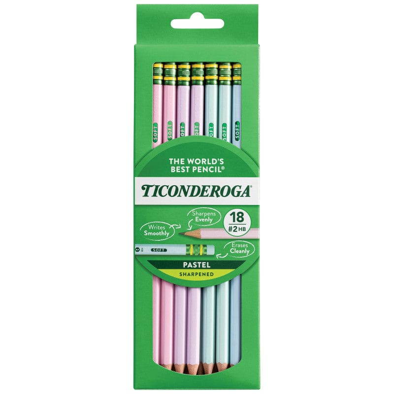 Wooden Pencil Pastel 18Ct Sharpened Ticonderoga (Pack of 6) - Pencils & Accessories - Ticonderoga