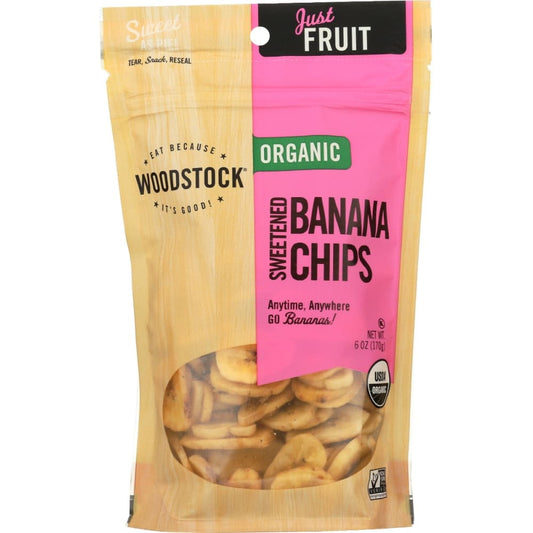 WOODSTOCK: Chips Banana Swtnd Org 6 oz (Pack of 5) - Vegetable & Fruit Chips - WOODSTOCK