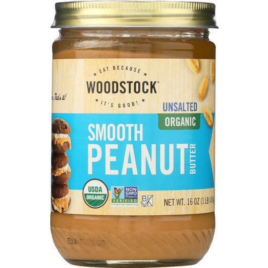 WOODSTOCK: Peanut Butter Smooth & Unsalted Organic 16 oz (Pack of 3) - Dairy Dairy Substitutes and Eggs - WOODSTOCK