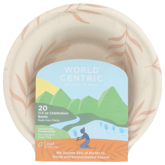 WORLD CENTRIC: Compostable Celebration Bowl 20 pc (Pack of 5) - General Merchandise > HOUSEHOLD PRODUCTS > DISPOSABLE CUPS & DINNERWARE -