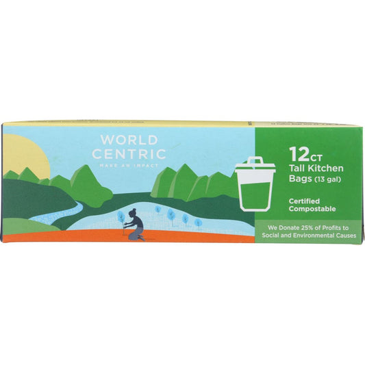 WORLD CENTRIC: Kitchen Waste Bag 13 Gallon 12 pc (Pack of 5) - Household Products > TRASH BAGS - WORLD CENTRIC