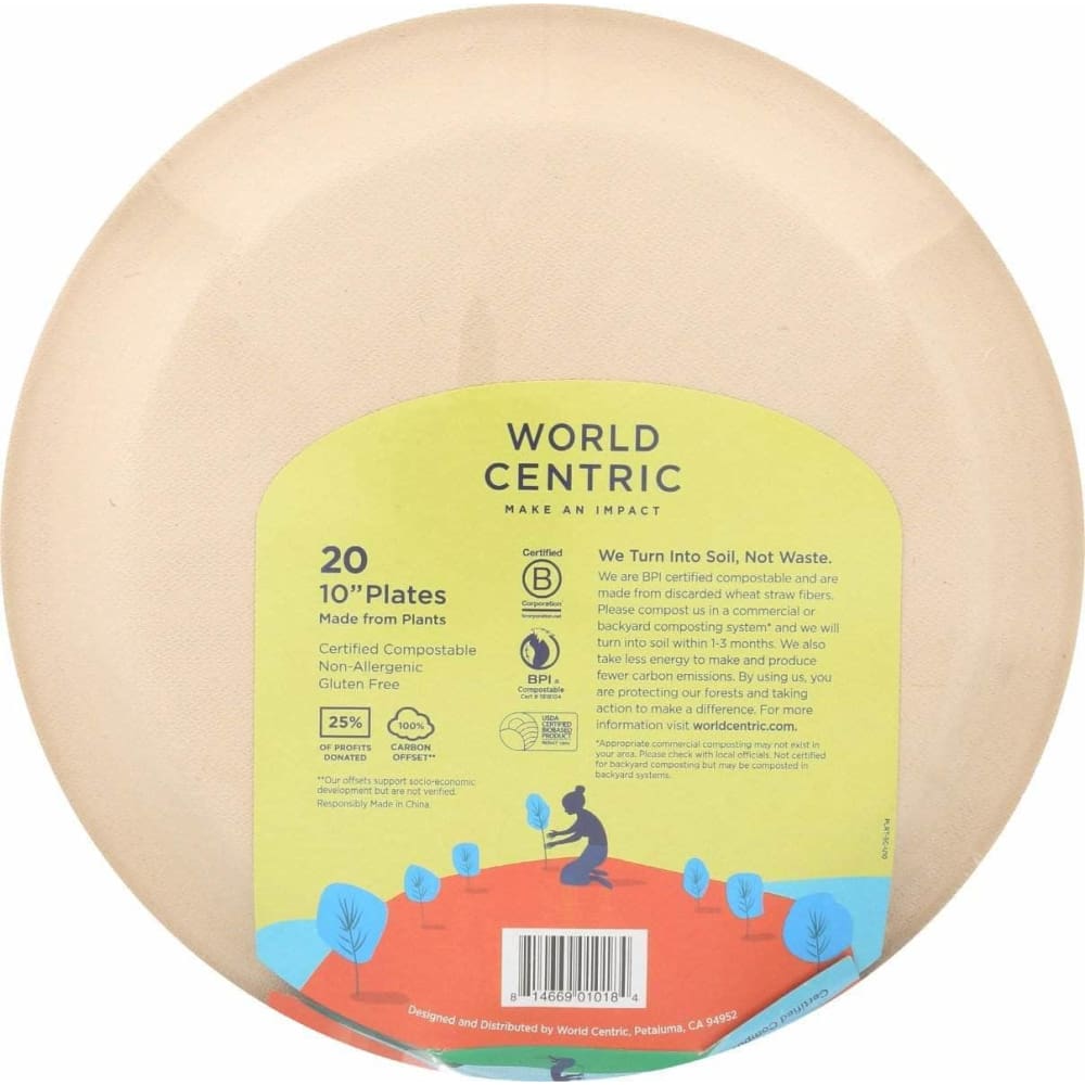 WORLD CENTRIC World Centric Plate Compost 10In, 20 Pc