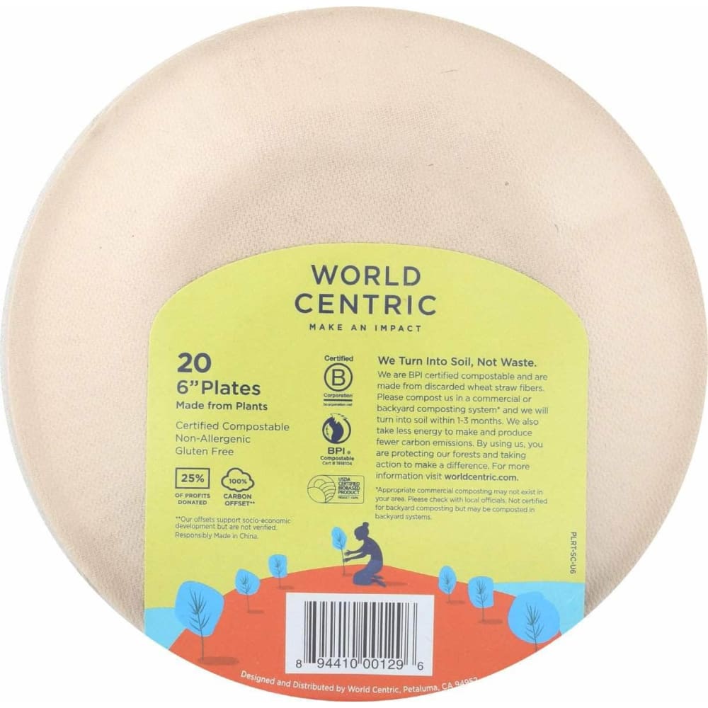 WORLD CENTRIC World Centric Plate Fiber Ripple Edge 6, 20 Pc