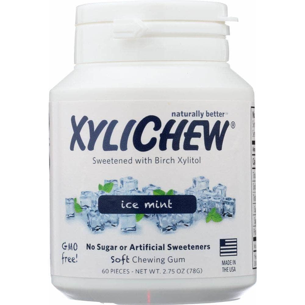 XYLICHEW Xylichew Sugar Free Chewing Gum Ice Mint Jar, 60 Pc