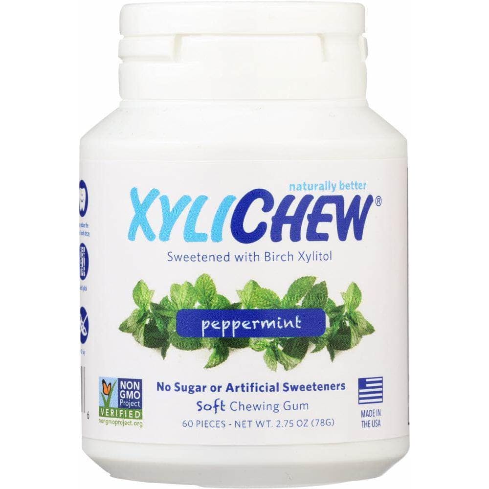 Xylichew Xylichew Sugar Free Chewing Gum Peppermint Jar, 60 pc