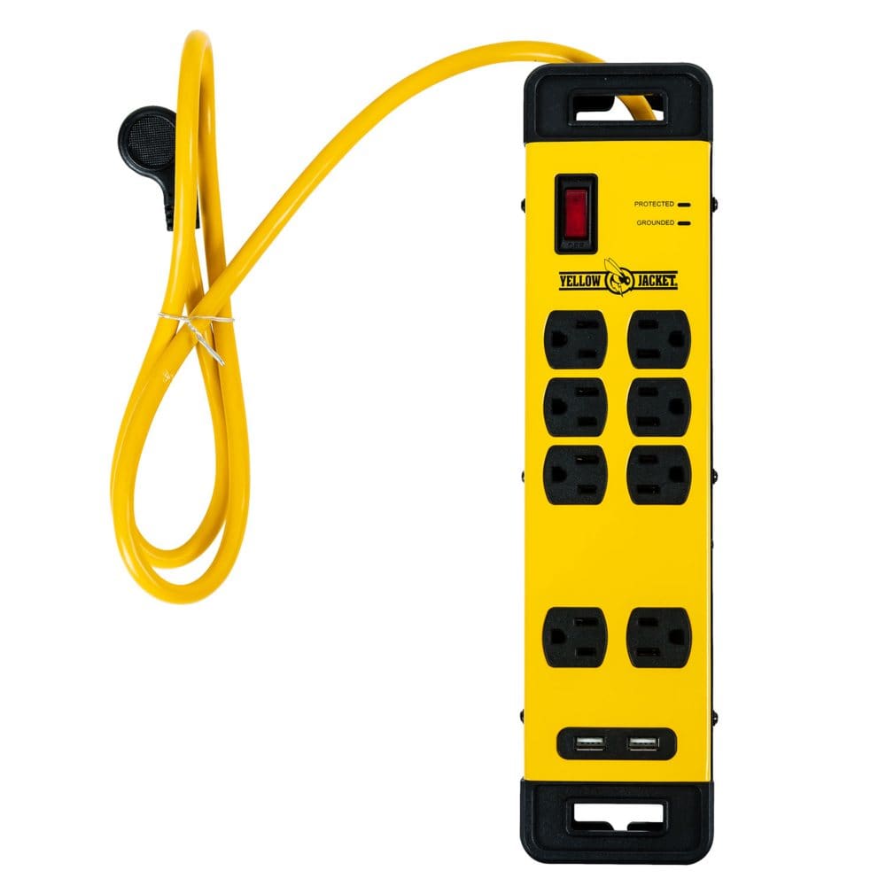 Yellow Jacket 8-Outlet Power Block With USB - Extension Cords - Yellow