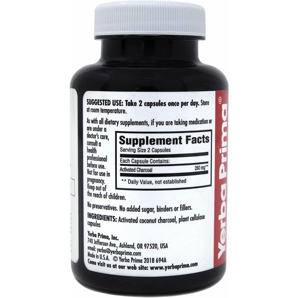 YERBA PRIMA Yerba Prima Activated Coconut Charcoal Caps, 60 Cp