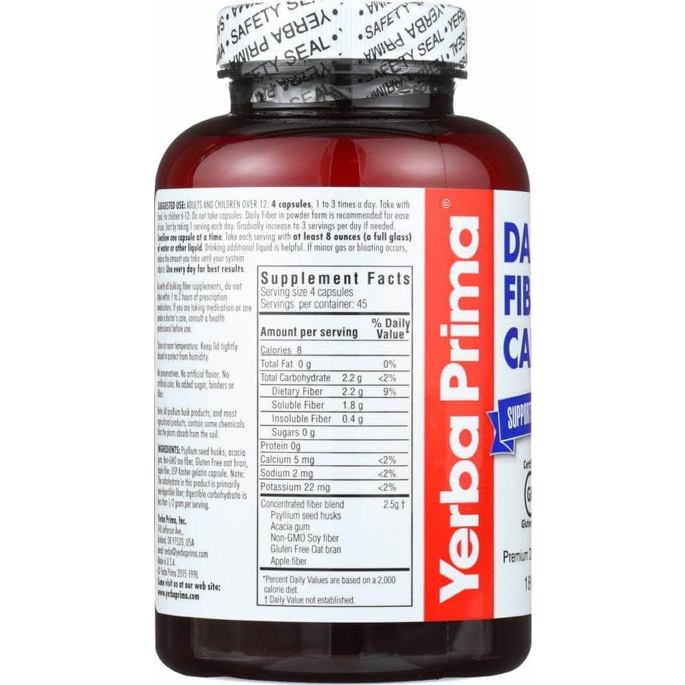 Yerba Prima Yerba Prima Daily Fiber Caps 625 mg, 180 Capsules