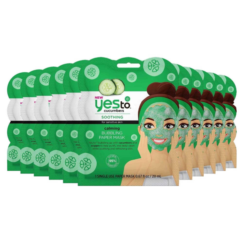 Yes To Cucumbers Calming Bubbling Paper Mask 0.67 Fl Oz - 12 Pack - Facial Creams & Moisturizers - Yes