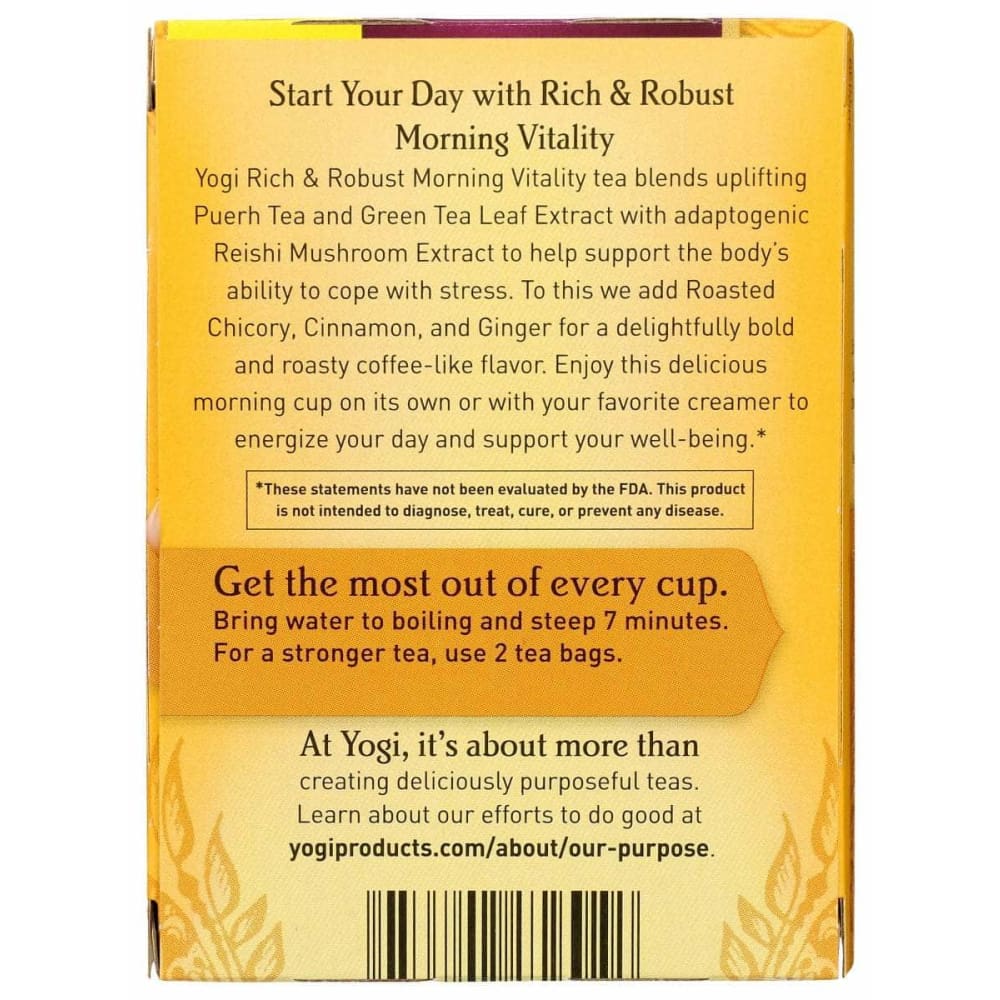 YOGI TEAS Grocery > Beverages > Coffee, Tea & Hot Cocoa YOGI TEAS: Tea Morning Vitality Org, 16 bg