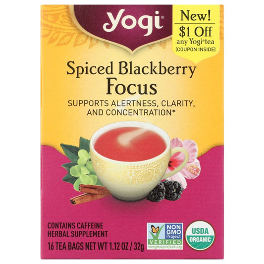 YOGI TEAS: Tea Spcd Blkbry Focus Org 16 bg (Pack of 5) - Beverages > Coffee Tea & Hot Cocoa - YOGI TEAS