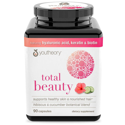 Youtheory Total Beauty Hyaluronic Acid Keratin & Biotin Capsules (90 ct.) - New Items - ShelHealth