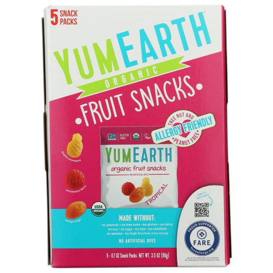 YUMEARTH: Organic Tropical Fruit Snacks 3.5 oz (Pack of 4) - Fruit Snacks - YUMEARTH