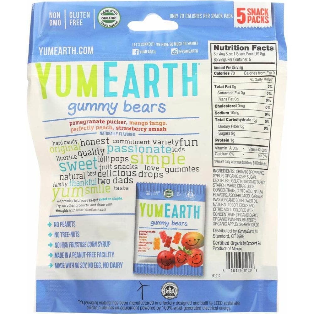 Yumearth Yumearth Organics Gummy Bears 5 Snack Packs, 3.5 oz