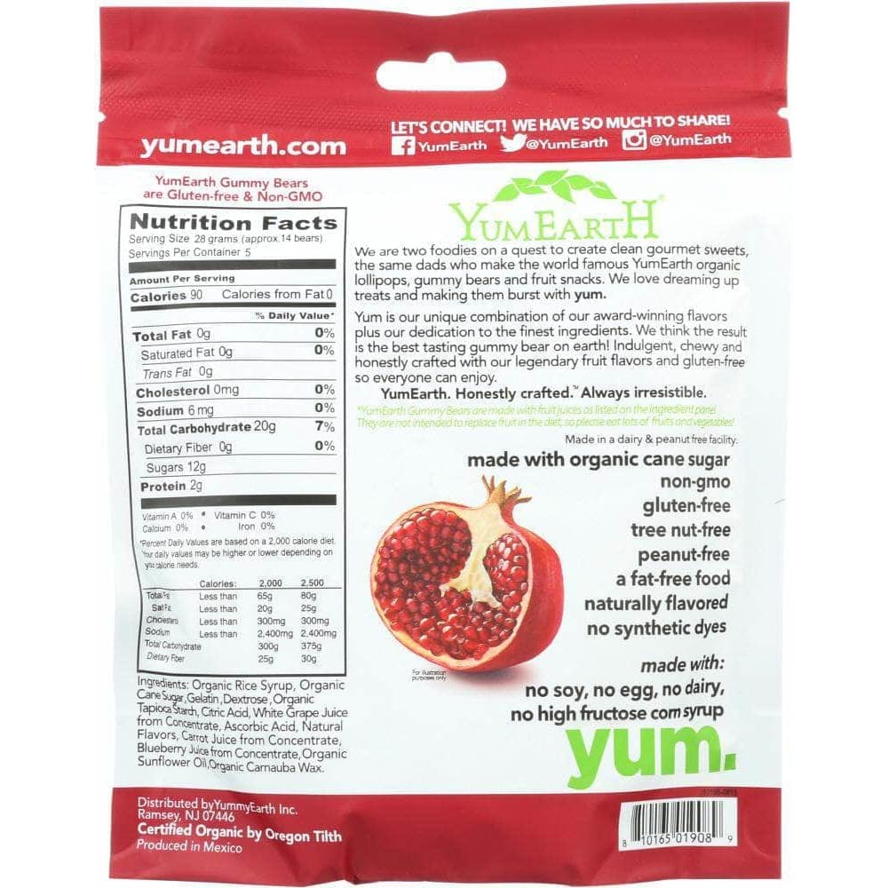 YUMEARTH Yumearth Pomegranate Gummy Bears + Yum, 5 Oz